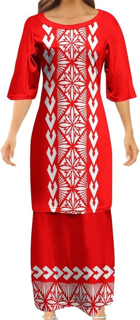 Amazon Puletasi Ptaha Tatau Pattern Maxi Dress Polynesian Tribal