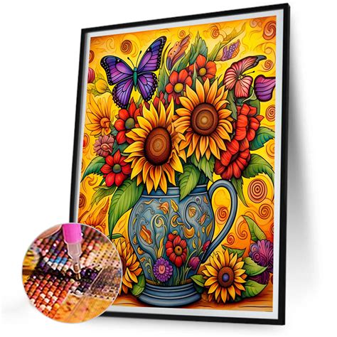 Diamond Painting 5D Full Round Drill Sunflower Canvas 30 40cm