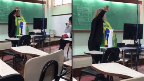 Professora bolsonarista faz saudação nazista para alunos durante aula e