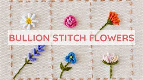 Six Bullion Stitch Flower: hand embroidery stitch library