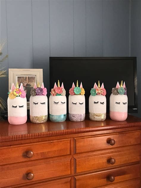 Unicorn Mason Jar Etsy Piñata De Unicornio Decoración De Frasco