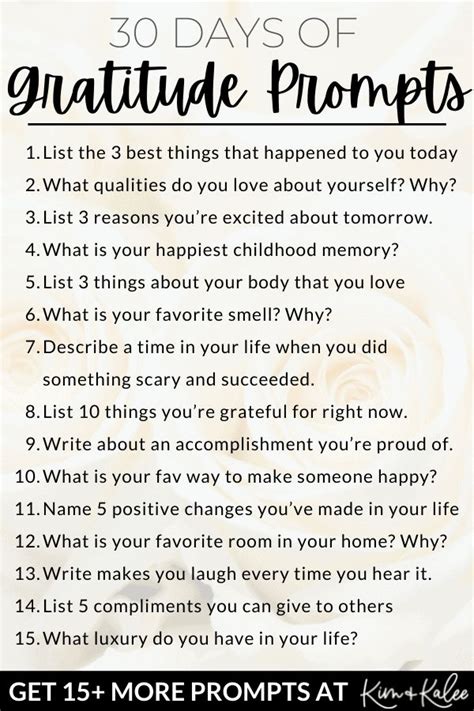 30 Days Of Gratitude Journal Prompts To Boost Happiness Printable