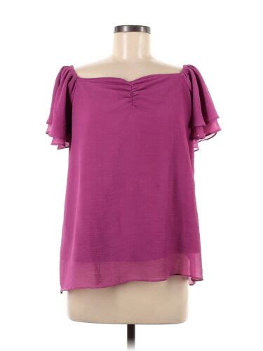 Entro Women Purple Short Sleeve Blouse M EBay