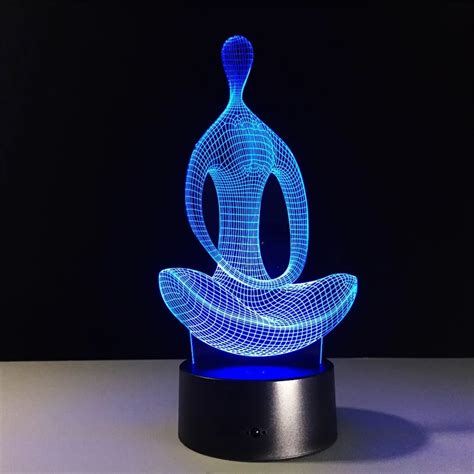 Yoga Light 3d Night Light Led 7 Color Changing Humanoid Desk Table Lamp