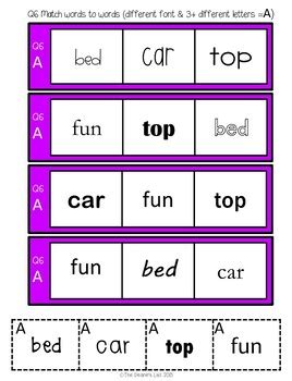 ABLLS R ALIGNED ACTIVITIES Q6 Match Words To Words Practice Strips