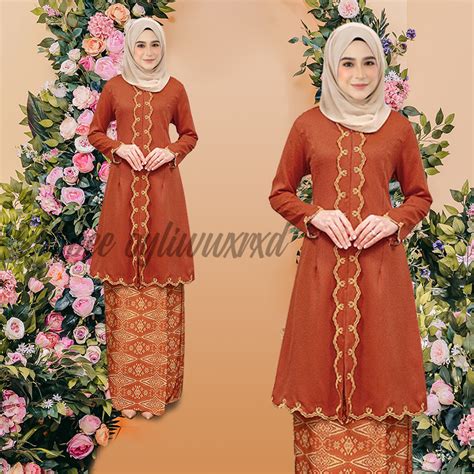 Baju Kebarung Modern Nikah Tunang Kebarung Songket Tabur Kebaya Batik