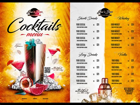 Cocktail Menu 18 Examples Word Photoshop Publisher Illustrator