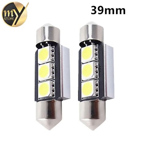 Pcs Mm Smd Pure White Dome Festoon Canbus Error Free Car