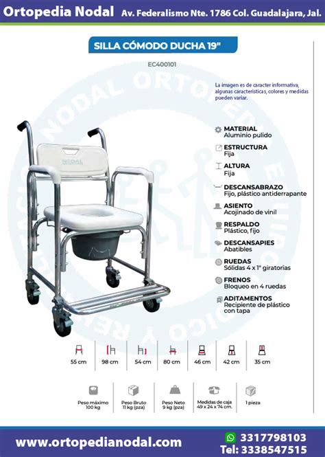 Silla C Modo Ducha Aluminio Con Ruedas Mod Ec Ortopedia Nodal