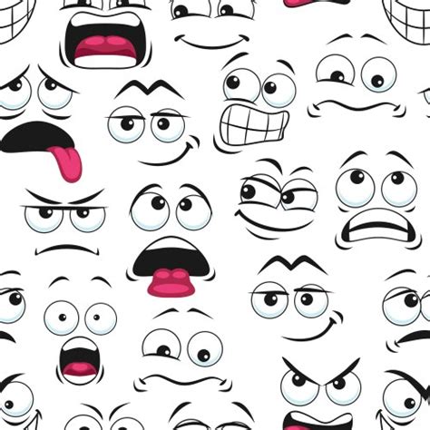 Funny Cartoon Faces Seamless Pattern Background Vector Image