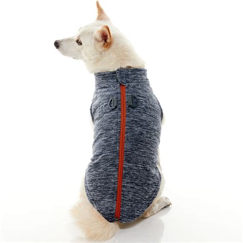 Gooby Zip Up Fleece Dog Sweater Gray Wash Small Warm Pullover