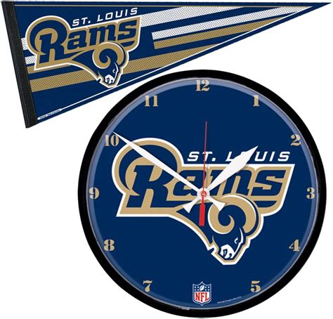 Saint Louis Rams Nfl Round Wall Clock And Pennant T Set