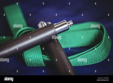 Nunchaku And Green Belt Stock Photo Alamy