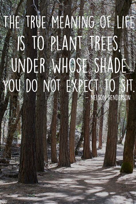 The True Meaning Of Life Is To Plant Trees Under Whose Shade You Do