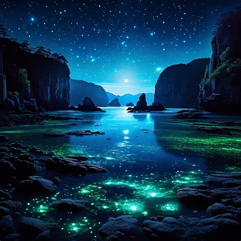 A panoramic view of a bioluminescent bay at night by RAJIN AHMED RAJU ...