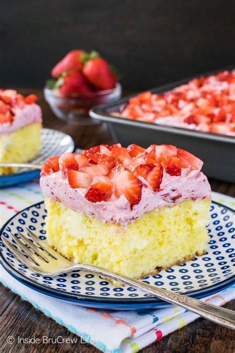 This Easy Lemon Strawberry Poke Cake Is A Refreshing And Light Dessert For Hot Summer Days