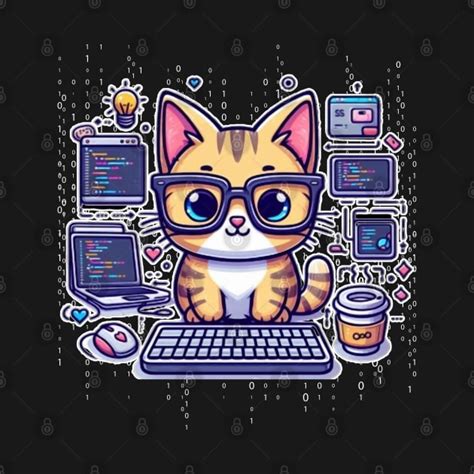 Coding Cat coding humor - Coder Cat - T-Shirt | TeePublic