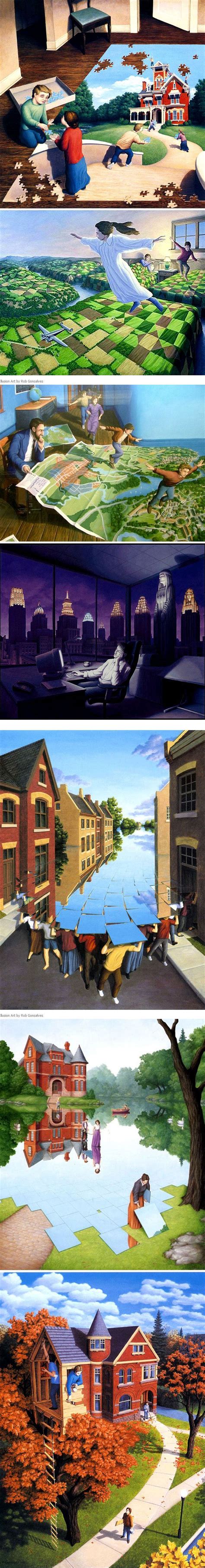 Optical Illusion Art Works And Paintings By Rob Gonsalves Optical