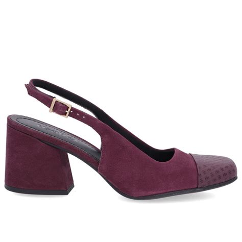 Slingback Roxo Salto Bloco Couro Liso Roxo