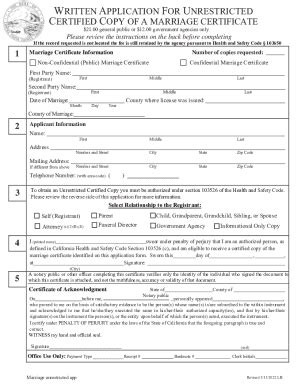 Fillable Online Marriage Certificate Alameda County