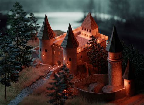 3d Lowpoly Medieval Castle Scene on Behance