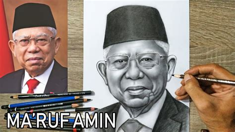 Menggambar Sketsa Wajah Bapak Wapres Ma Ruf Amin Dengan Menggunakan