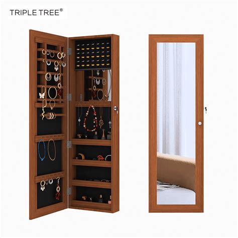 TRIPLE TREE Mirror Jewelry Cabinet, Jewelry Box with Full-Length Mirror ...