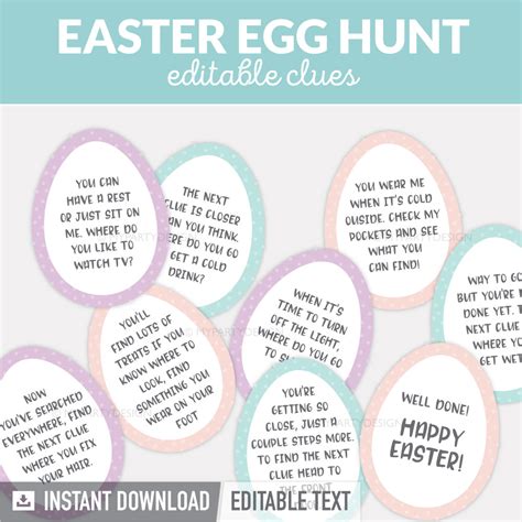 Free Easter Egg Hunt Clues For Kids