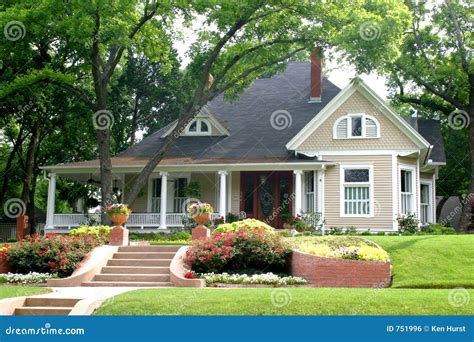 Classic House With Flower Garden Stock Photo - Image of abode, ornate ...