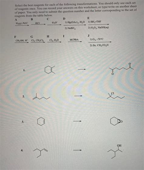 Answered Select The Best Reagents For Each Of Bartleby