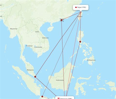 All Flight Routes From Taipei To Denpasar TPE To DPS Flight Routes