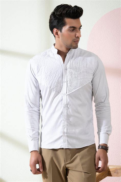 Hilo Design Mens Grey Pintuck Shirt Hilo Design