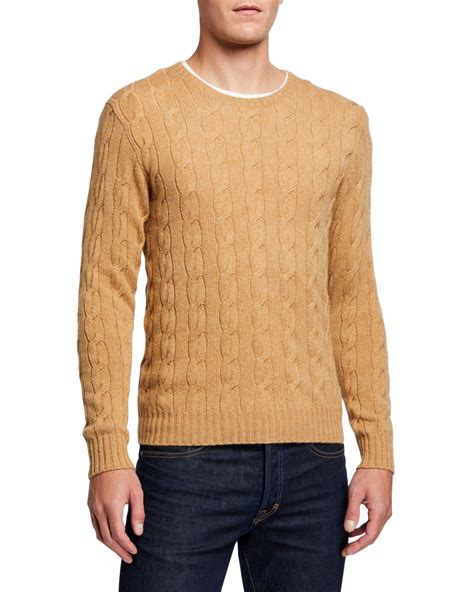 Ralph Lauren Purple Label Mens Cashmere Cable Knit Crewneck Sweater