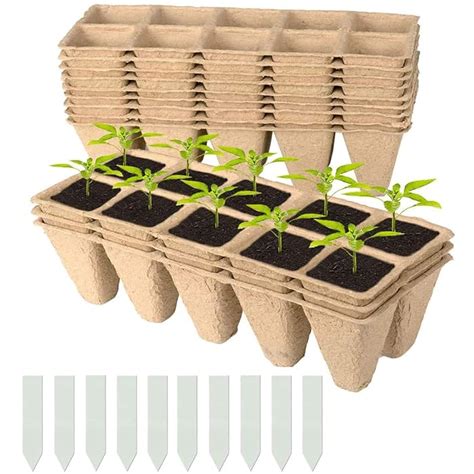 Buy Cymax Pack Peat Biodegradable Pots Seed Starter Trays Cells