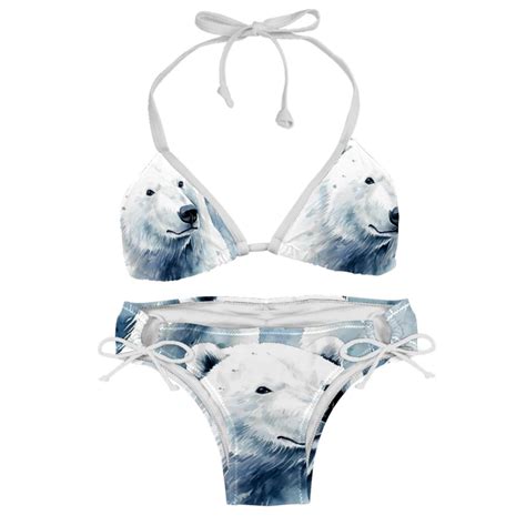 Polar Bear Detachable Sponge Adjustable Strap Bikini Set Two Pack For