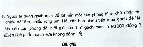 Solved HÃ¬nh Chá¯ Nháº­t CÃ³ 4 GÃ³c VuÃ´ng NgÆ°á I Ta DÃ¹ng Gáº¡ch