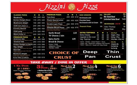 Menu At Pizzini Pizza Vadodara