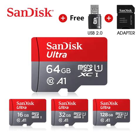 SanDisk A1 Micro sd карта памяти 256 ГБ 200 ГБ 128 Гб 64 Гб 98 МБ/с./с ...