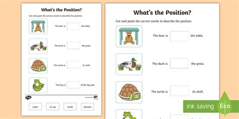 Whats The Position Cut And Paste Worksheet Worksheet