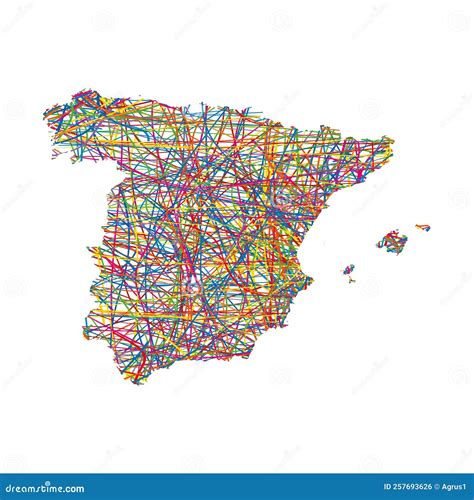 Spain Map Design With 3D Style. Blue Spain Map And National Flag
