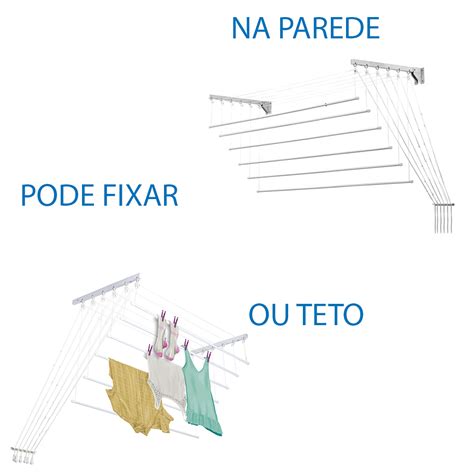 Varal Teto E Parede Grande 6 Varetas De 1 40 Metros