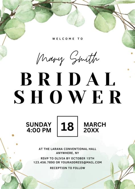 Free Custom Printable Bridal Shower Invitation Templates Canva