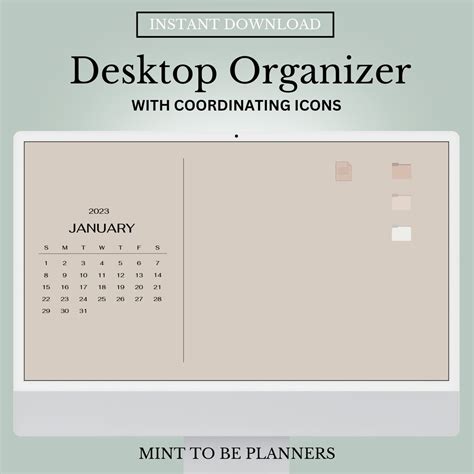 2023 Monthly Desktop Calendar Wallpaper & Icons Minimal Neutral ...