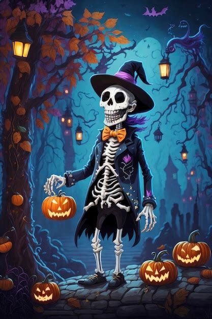 Premium AI Image | Halloween Skeleton Cartoon