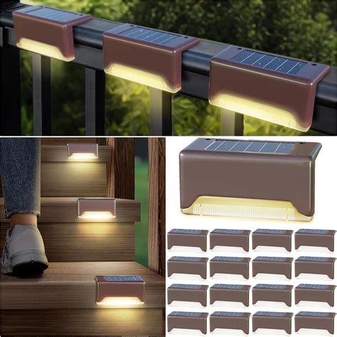 Solgicar Solar Fence Lights Outdoor Solar Deck Lights 8 Pack