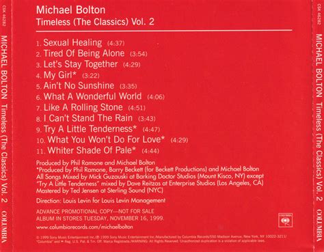 Michael Bolton Timeless The Classics Vol Cd Discogs