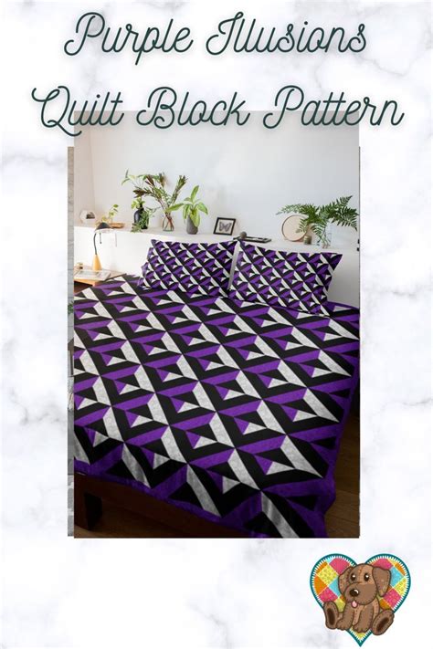 Purple Illusions Quilt Block Pdf Pattern Downloadable Pdf Purple Quilt