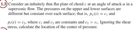 Solved Consider An Infinitely Thin Flat Plate Of Chord C Chegg