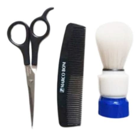 Kit Barbeiro Tesoura Pente Pincel De Barba Marco Boni Parcelamento