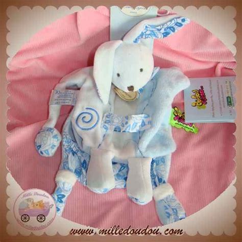 Doudou Et Compagnie Sos Lapin Marionnette Blanc Bleu Tatoo